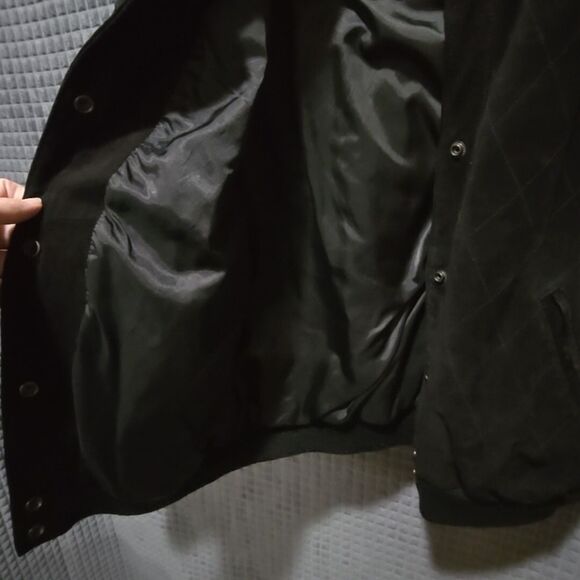 VTG Black Nubuck Leather Jacket Sz10 Distressed Snap Quilted Moto Bomber Biker - Picture 15 of 16